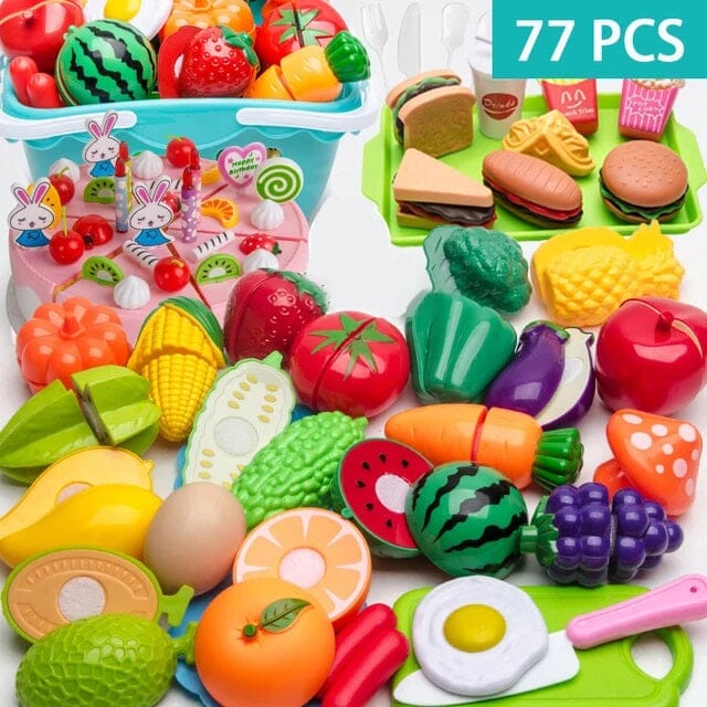 Conjunto de Comidas - Brinquedo de comidinhas divertidas para sua criança Conjunto - brin - 086 VF Villa Kids 77 Peças 