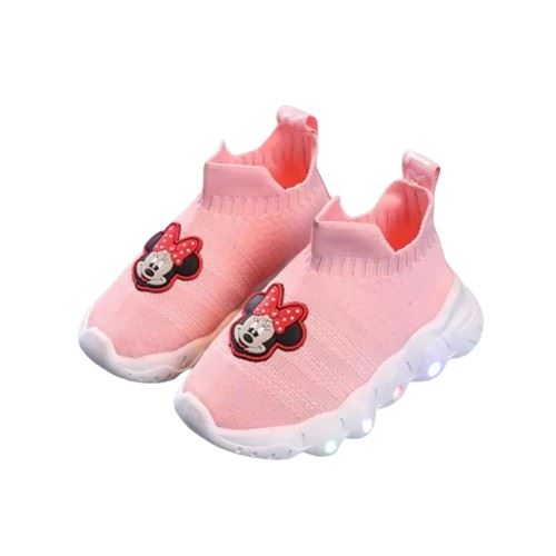 Tênis Infantil com Led Tênis Infantil Disney com Led-cal-436 Villa Kids Minnie | Rosa 19 