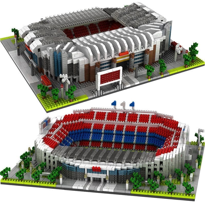 Blocos De Construção Estádio 380 Peças Blocos - edu - 026 VF Villa Kids Branco Com Azul 