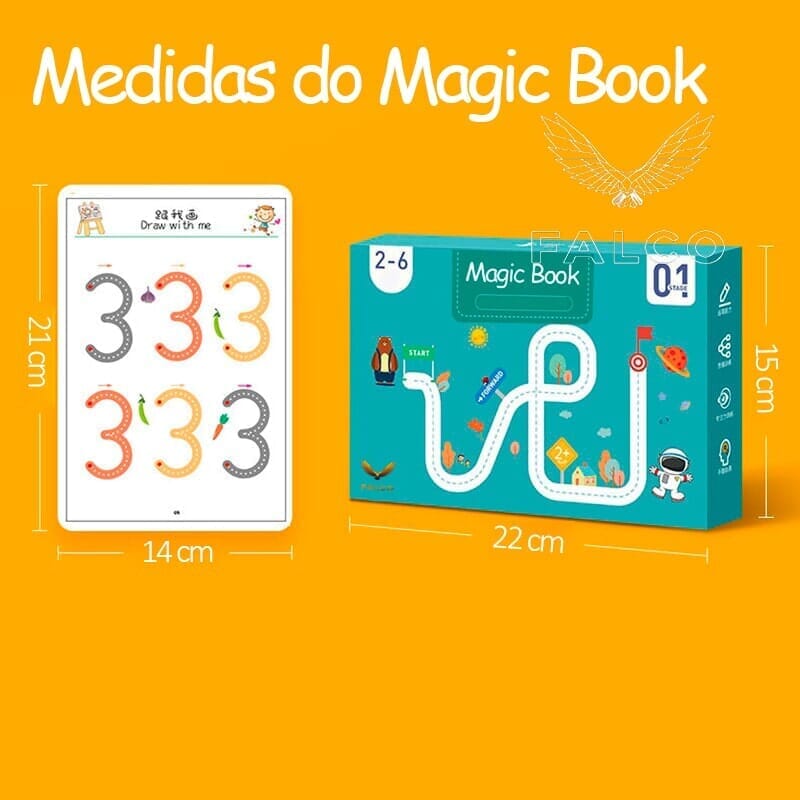 Caderno de Traço e Desenho Infantil Magic Book + Livro de Desenvolvimento Infantil (BRINDE!) Caderno de Traço e Desenho-edu-321 VF Villa Kids 