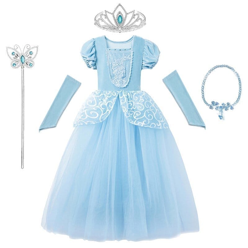 Cinderela Fantasias-fan-250 VF Villa Kids Vestido + Acessórios 2 Anos 