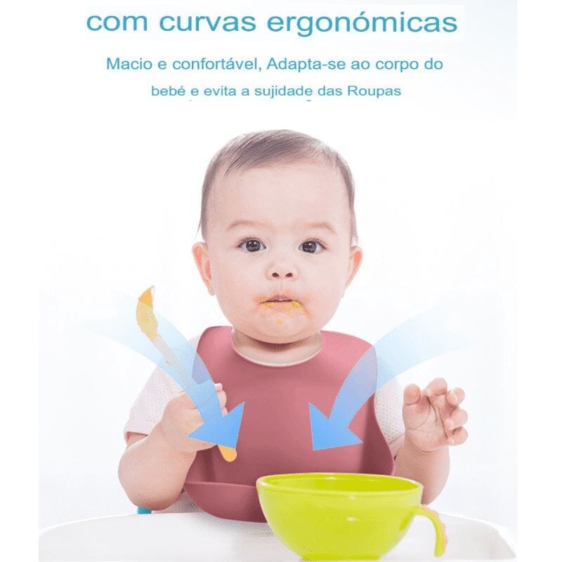 Kit 8 Pcs, Prato Formato Esquilo Com Ventosa, Babador, Conjunto Alimentação Para Bebê kit prato de silicone rosa-beb-322 VF Villa Kids 