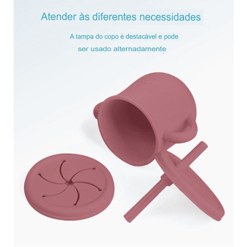 Kit 8 Pcs, Prato Formato Esquilo Com Ventosa, Babador, Conjunto Alimentação Para Bebê kit prato de silicone rosa-beb-322 VF Villa Kids 