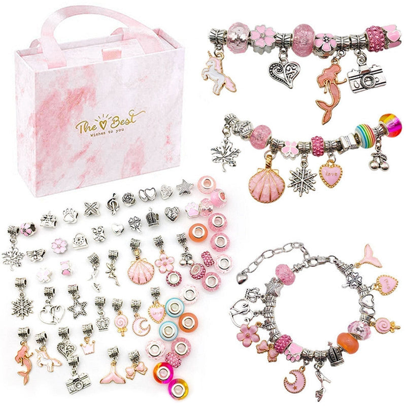 Kit Infantil Feminino Pulseiras Completo - Prata 925 Pulseira-brin-315 FAB Sereia Rosa 