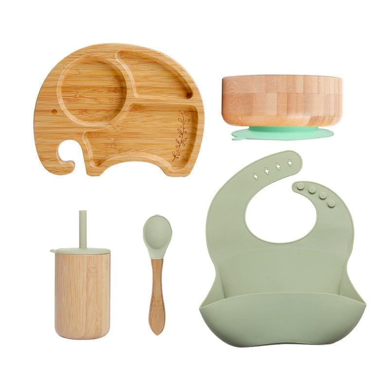 Kit Introdução Elefante Bambu - 5 itens Para Meninos e Meninas Introdução - brin-140 VF Villa Kids Verde 