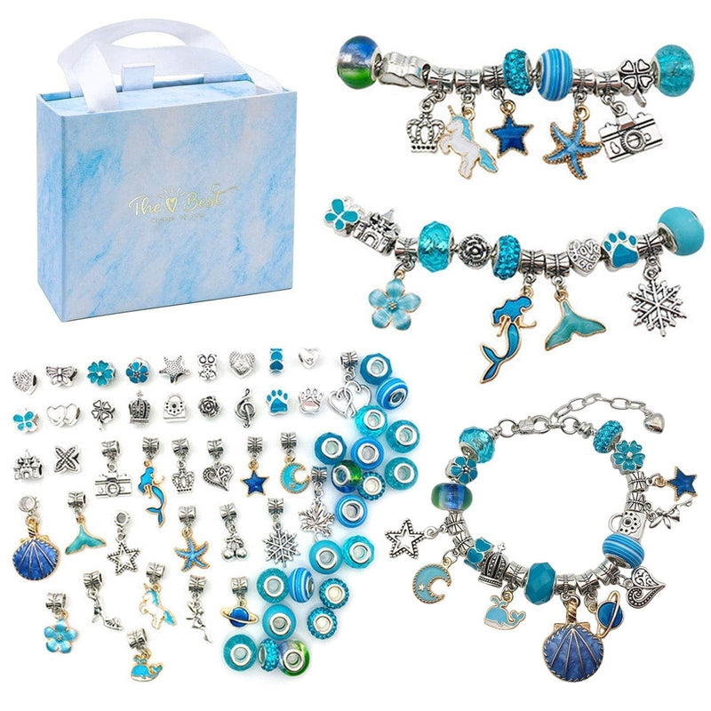 Kit Pulseiras Berloques Para menina - 64 peças Pulseira-brin-316 FAB Sereia Azul 