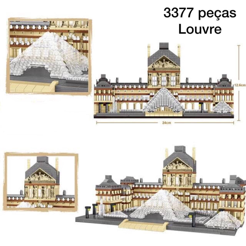 Super Blocos Para Construção De Monumentos Super Blocos - brin - 219 VF Villa Kids Louvre 3377 Peças 