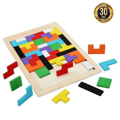 Tetris 3D - Quebra-cabeça colorido de Madeira Original Quebra-cabeça-edu-318 VF Villa Kids 